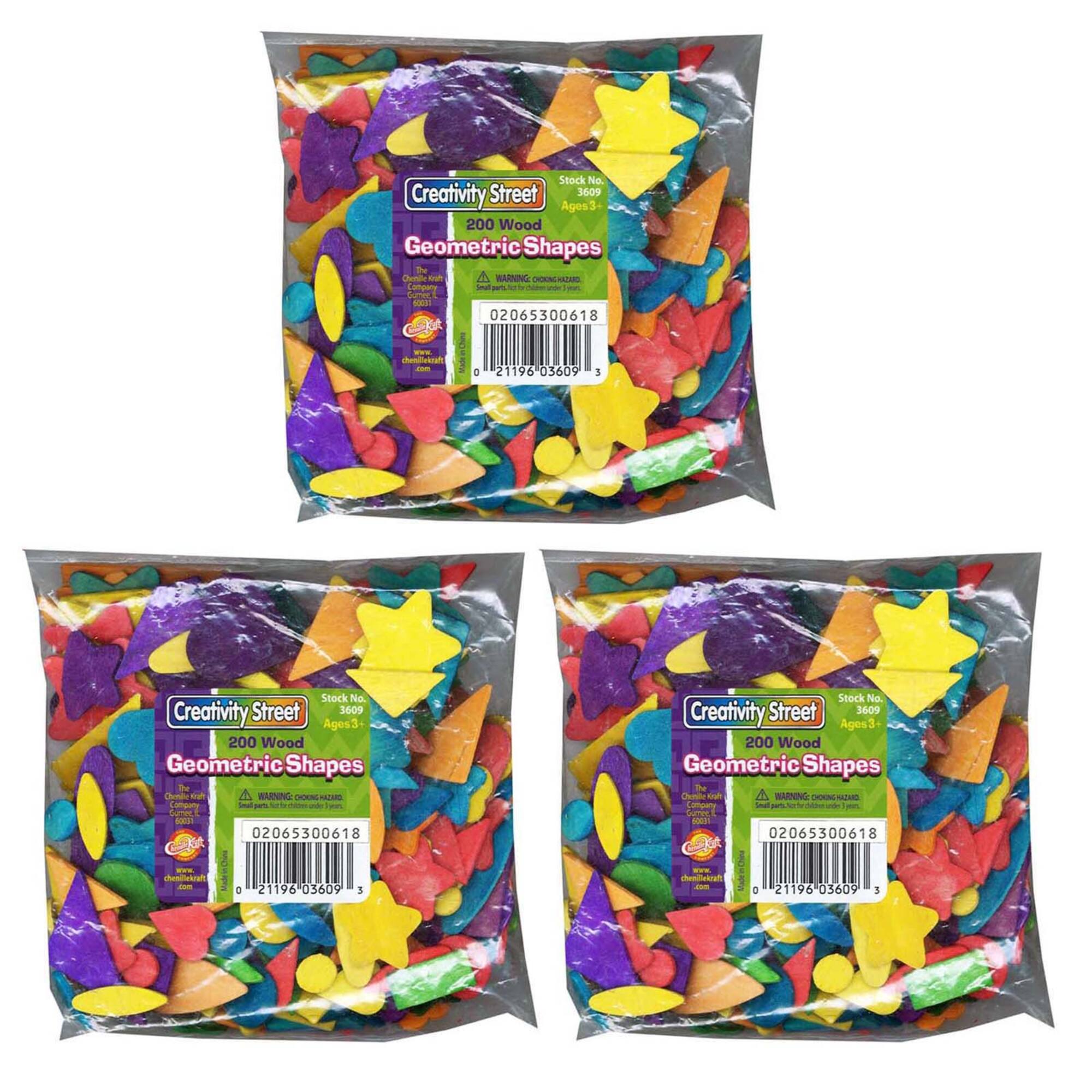 Creativity Street® Wood Geometric Shapes, 3 Packs of 200